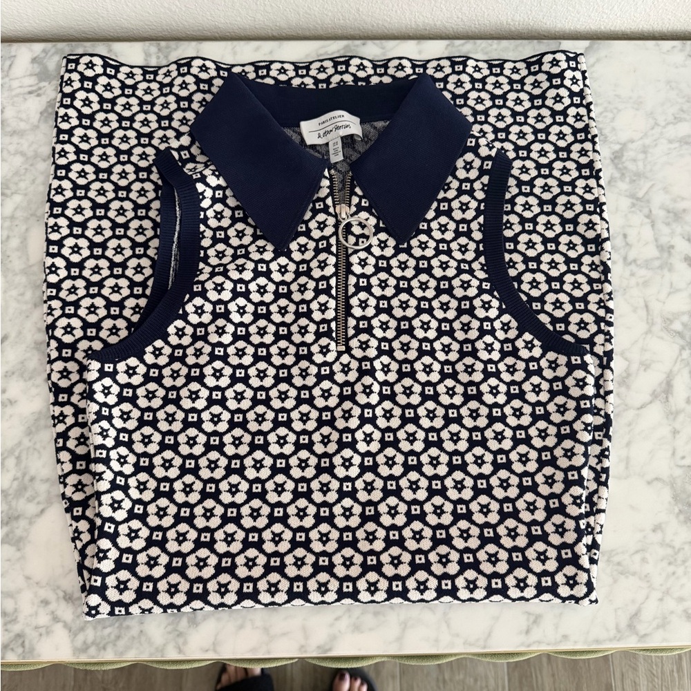 & Other Stories Navy and White Floral Mini Dress